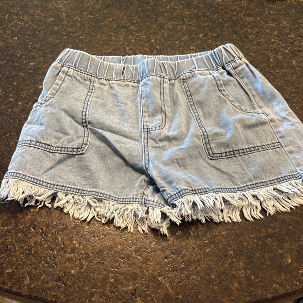 COPY - Casual Blue Frayed Hem Jean Shorts